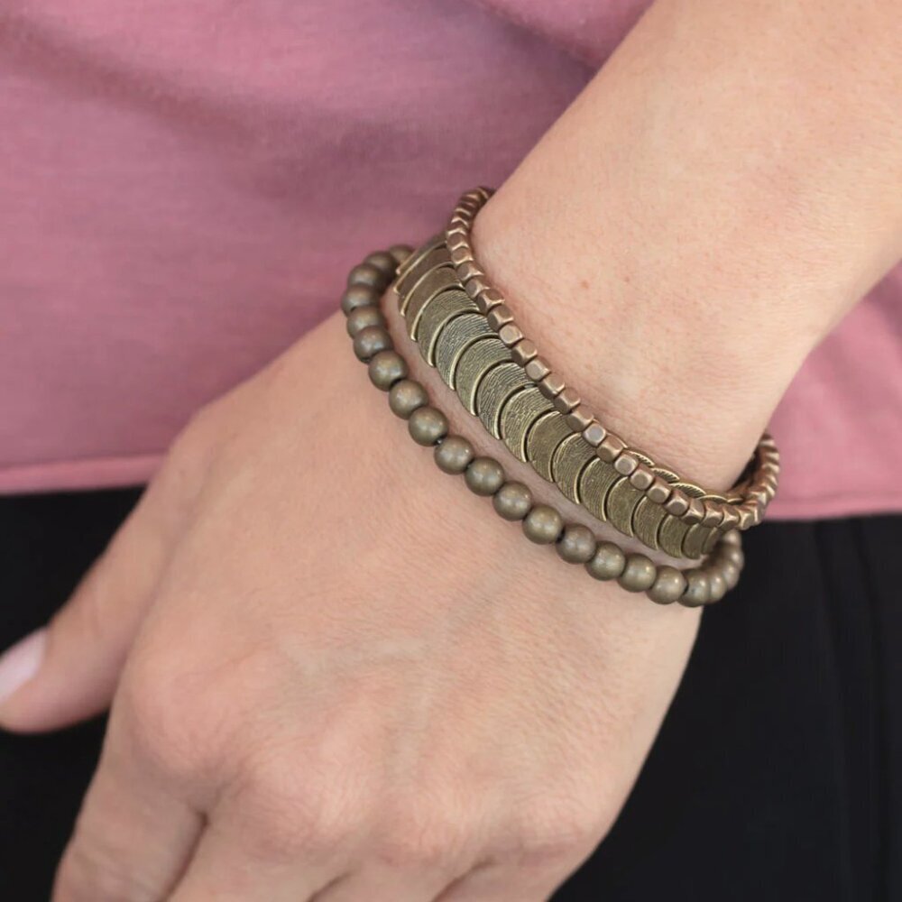 Paparazzi Jewelry Accessories - LAYER It On Me - Brass Bracelet - Vintage